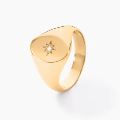 Chevalière Gwennen Plaqué Or Oxyde De Zirconium