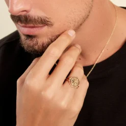 Chevalière Jet Plaqué Or Jaune