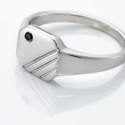 Chevalière Kaden Argent Blanc Oxyde De Zirconium Noir