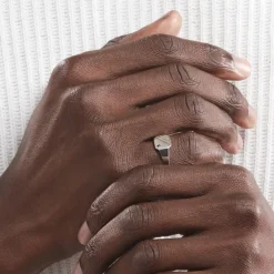 Chevalière Kaden Argent Blanc Oxyde De Zirconium Noir