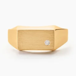 Chevalière Leyton Rectangle Or Jaune Oxyde De Zirconium