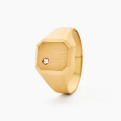 Chevalière Malcolm Carree Or Jaune Oxyde De Zirconium