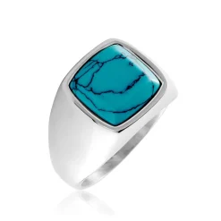 Chevalière Phebus Him Acier Blanc Pierre D'imitation