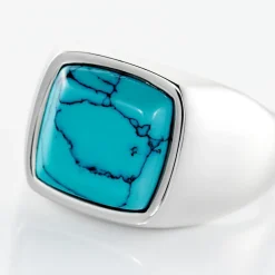 Chevalière Phebus Him Acier Blanc Pierre D'imitation