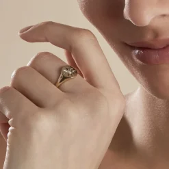 Chevalière Plaqué Or Crepinien Oxyde De Zirconium