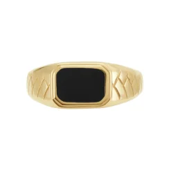 Chevalière Plaqué Or Jaune Steven Email Noir