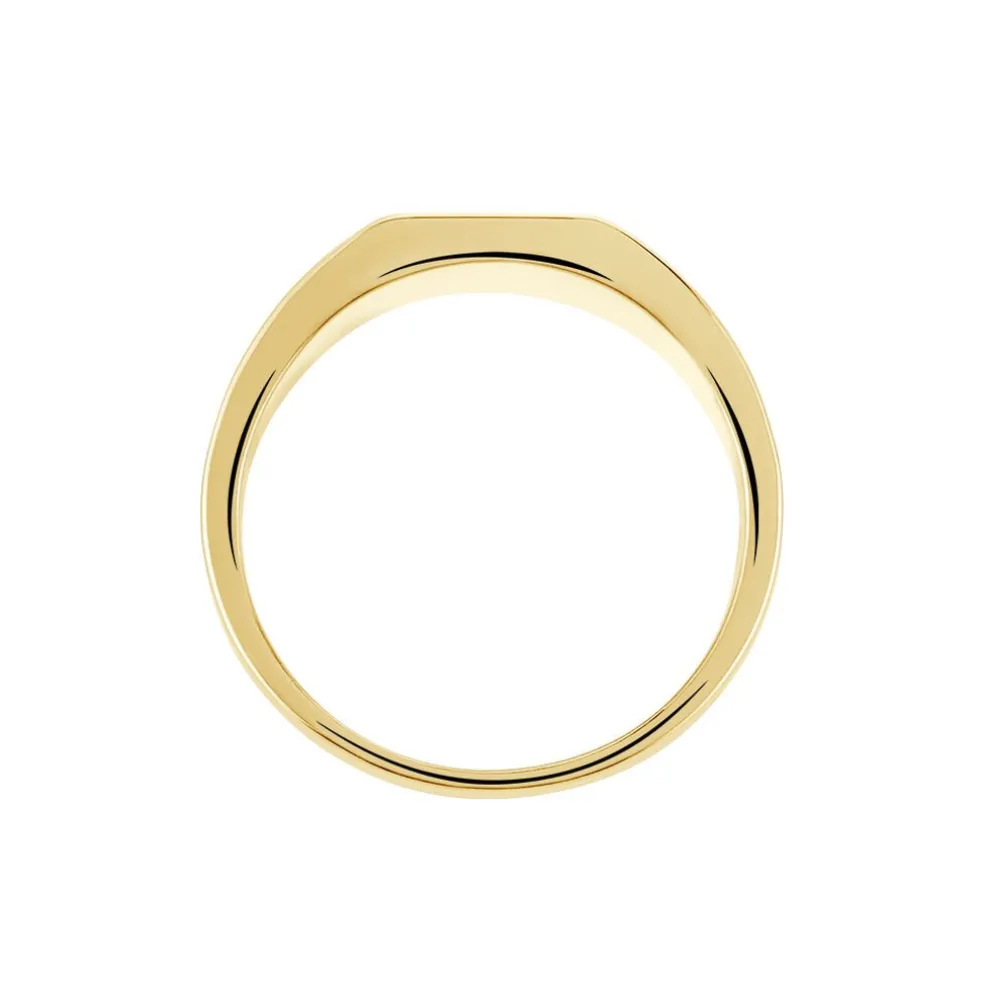 Chevalière Plaqué Or Jaune Ariston Email Noir