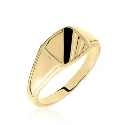 Chevalière Plaqué Or Jaune Bennie Email Noir