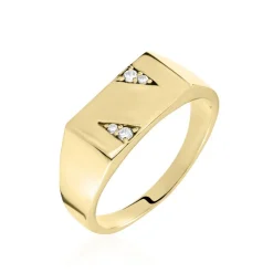 Chevalière Plaqué Or Jaune Asa Oxydes De Zirconium