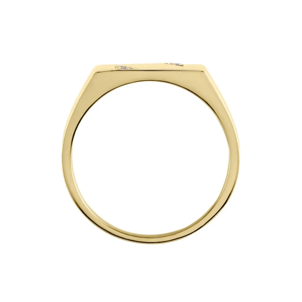 Chevalière Plaqué Or Jaune Asa Oxydes De Zirconium