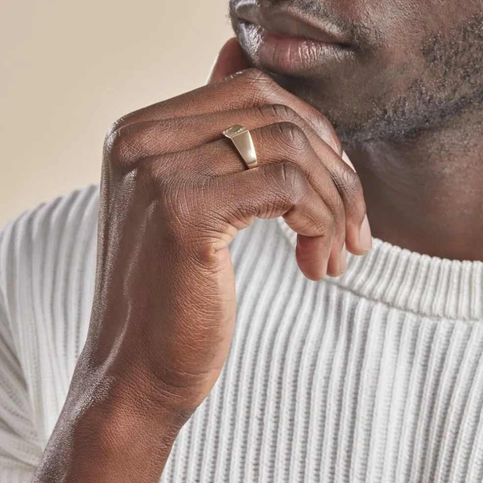 Chevalière Plaqué Or Jaune Asa Oxydes De Zirconium