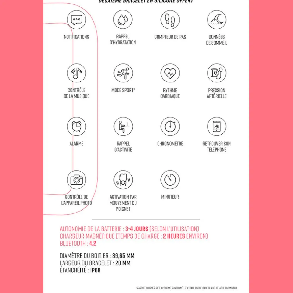 Coffret De Montre Lotus Connectée Smartwach Noir