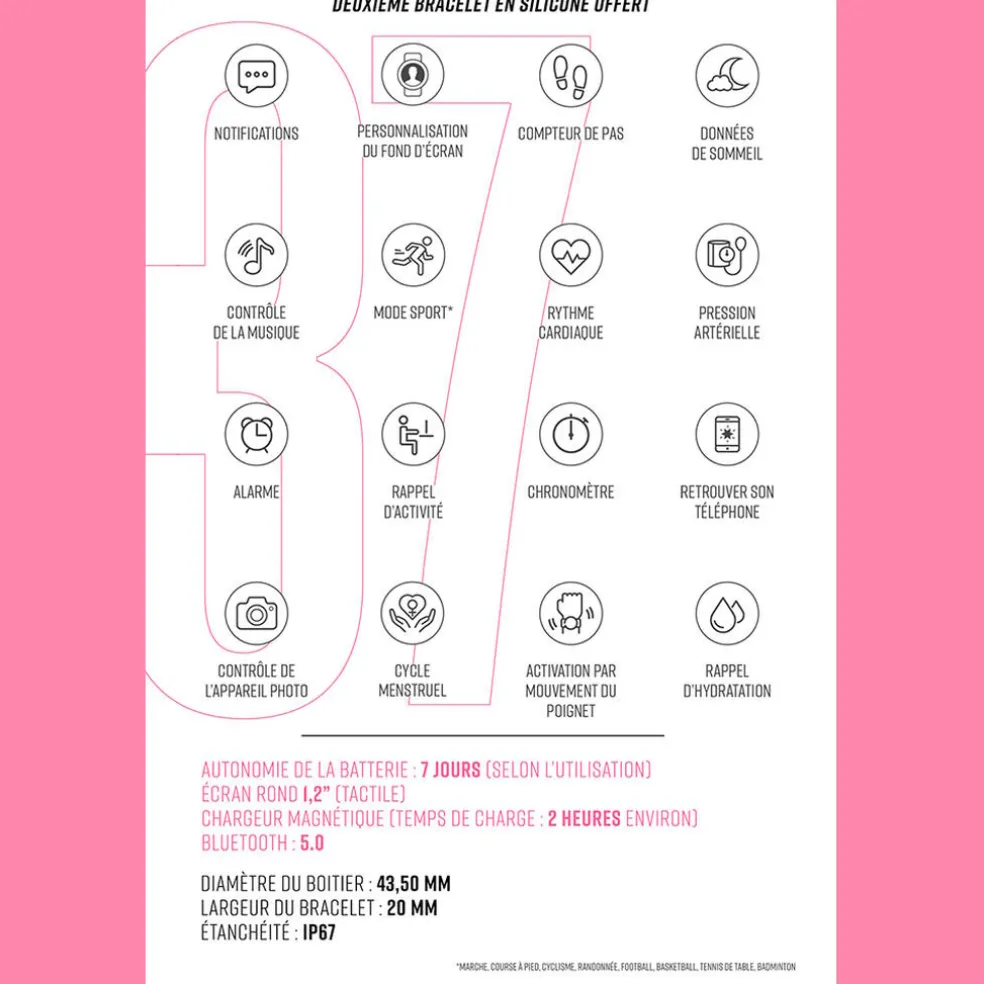 Coffret De Montre Lotus Connectée Smartwach Noir