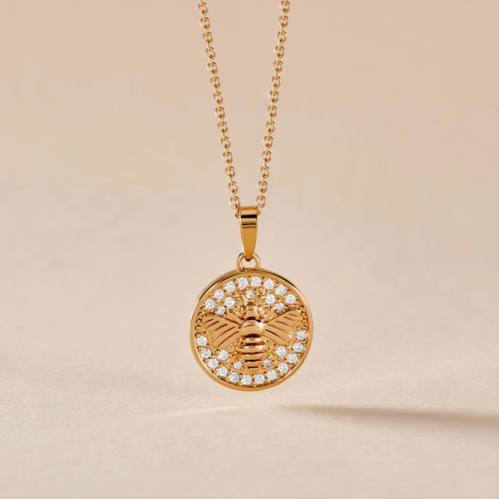 Collier Abelha Plaqué Or Jaune Oxyde De Zirconium