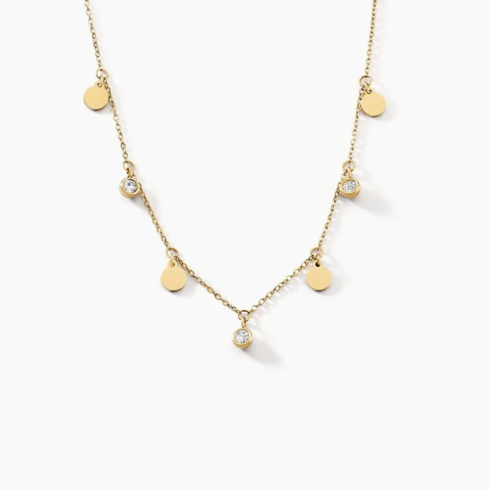 Collier Acier Doré Cristal