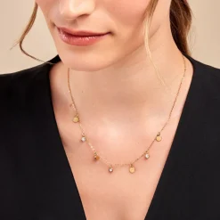 Collier Acier Doré Cristal