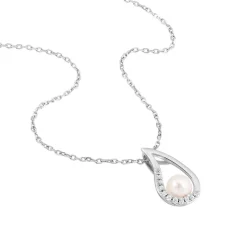 Collier Akiko Argent Blanc Perle De Culture Et Oxyde De Zirconium