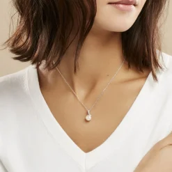 Collier Albine Argent Blanc Perle De Culture Et Oxyde De Zirconium