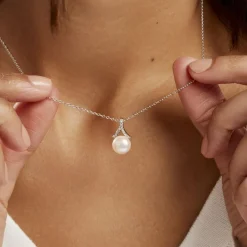 Collier Albine Argent Blanc Perle De Culture Et Oxyde De Zirconium