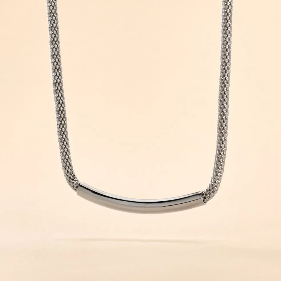 Collier Amadeo Maille Popcorn Acier Blanc