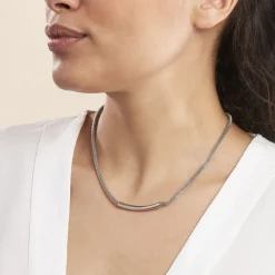 Collier Amadeo Maille Popcorn Acier Blanc