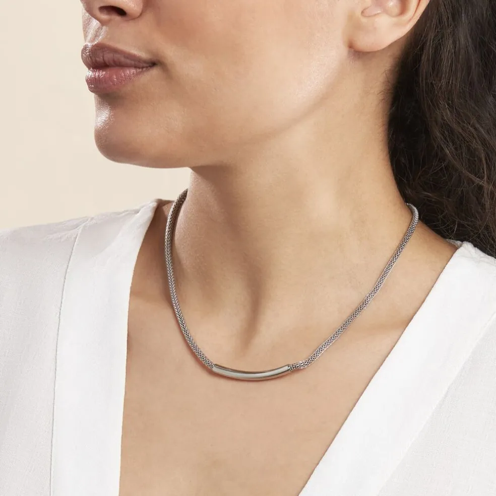 Collier Amadeo Maille Popcorn Acier Blanc