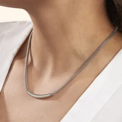 Collier Amadeo Maille Popcorn Acier Blanc