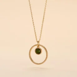 Collier Amalthea Plaqué Or Doré Aventurine Vert