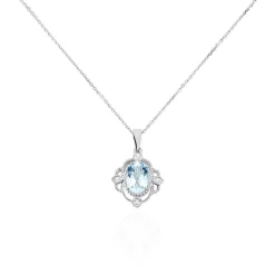 Collier Amance Or Blanc Topaze Et Oxyde De Zirconium