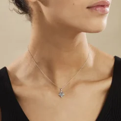 Collier Amance Or Blanc Topaze Et Oxyde De Zirconium