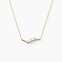 Collier Ambrogio Or Jaune Perle De Culture Oxyde De Zirconium