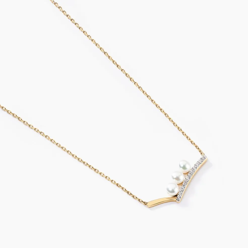 Collier Ambrogio Or Jaune Perle De Culture Oxyde De Zirconium