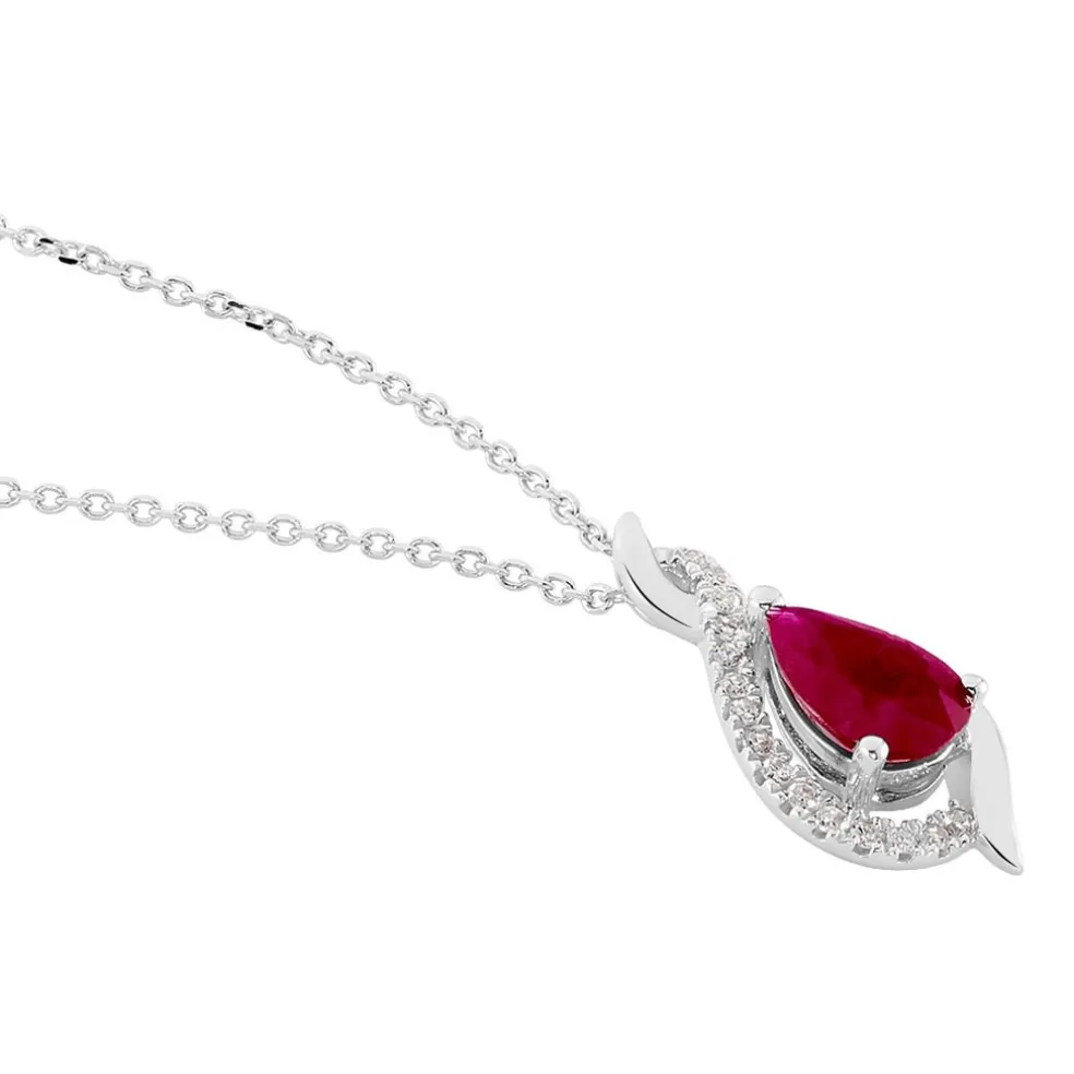 Collier Angelika Or Blanc Rubis Et Diamant