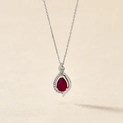 Collier Angelika Or Blanc Rubis Et Diamant