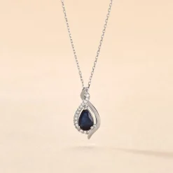 Collier Angelika Or Blanc Saphir Et Diamant