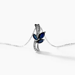 Collier Angie Or Blanc Saphir Diamant