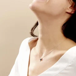 Collier Angie Or Blanc Saphir Diamant