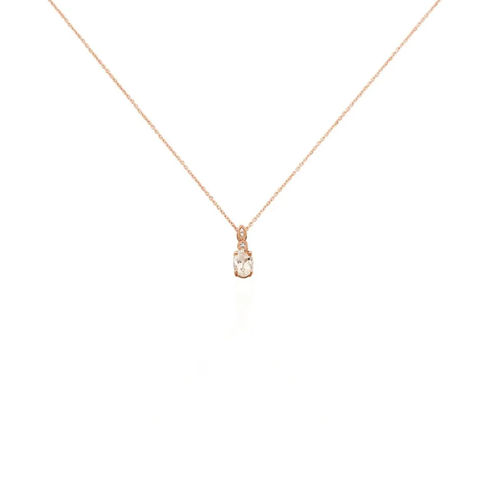 Collier Antonia Or Rose Morganite Et Oxyde De Zirconium