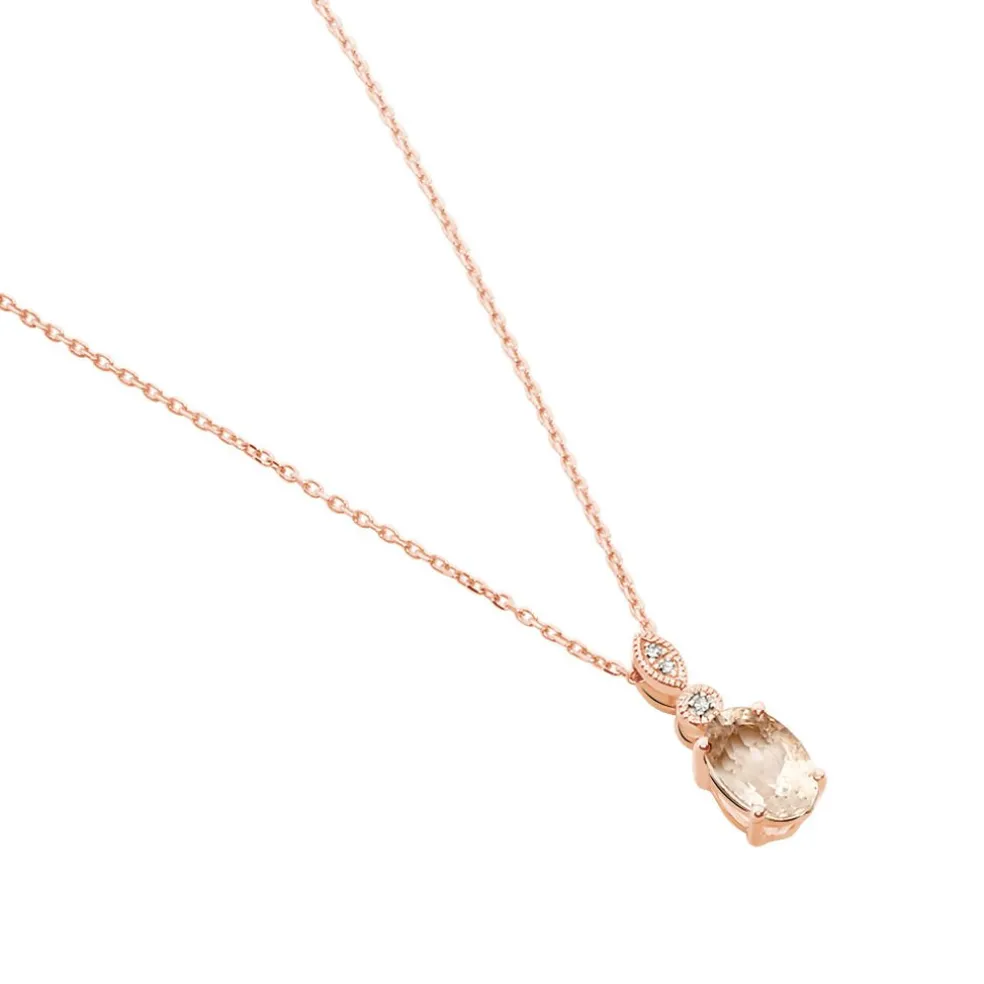 Collier Antonia Or Rose Morganite Et Oxyde De Zirconium