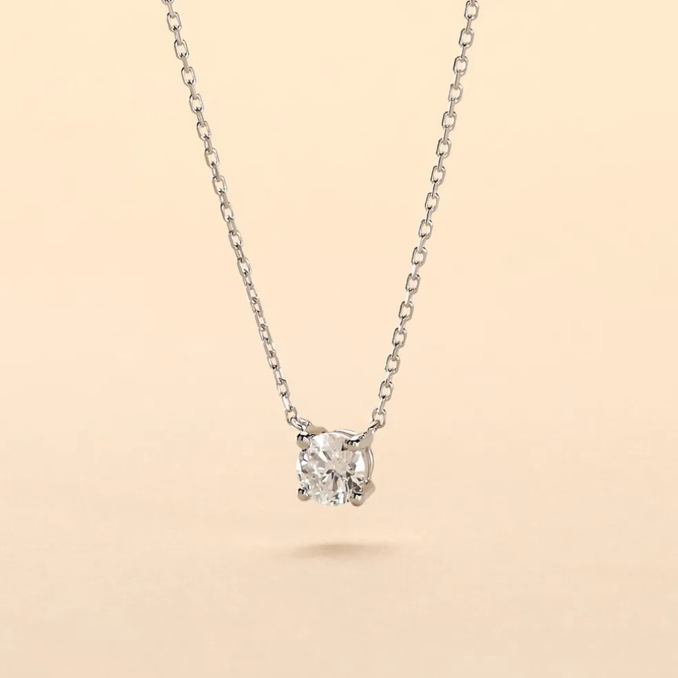 Collier Aphrodite Or Blanc Diamant Synthetique