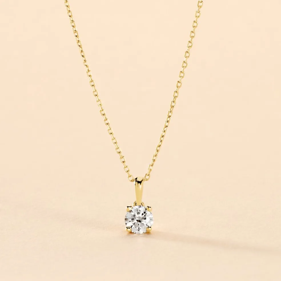 Collier Aphrodite Or Jaune Diamant Synthetique