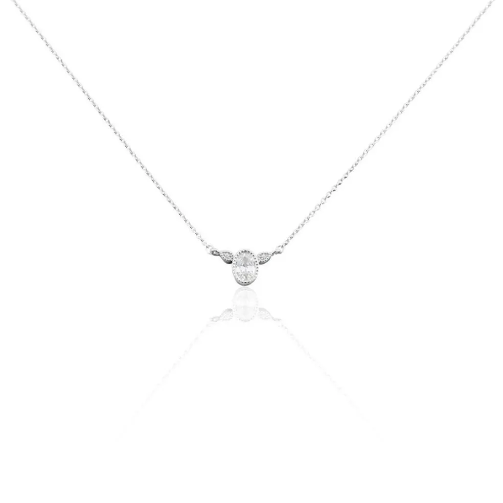 Collier Argent Blanc Afonso Oxyde De Zirconium