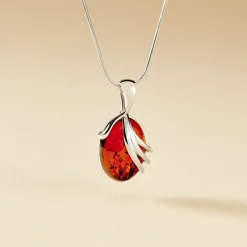 Collier Argent Blanc Aleina Ambre