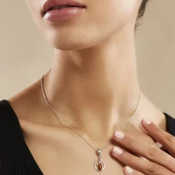 Collier Argent Blanc Anne-therese Ambre