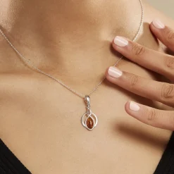 Collier Argent Blanc Anne-therese Ambre