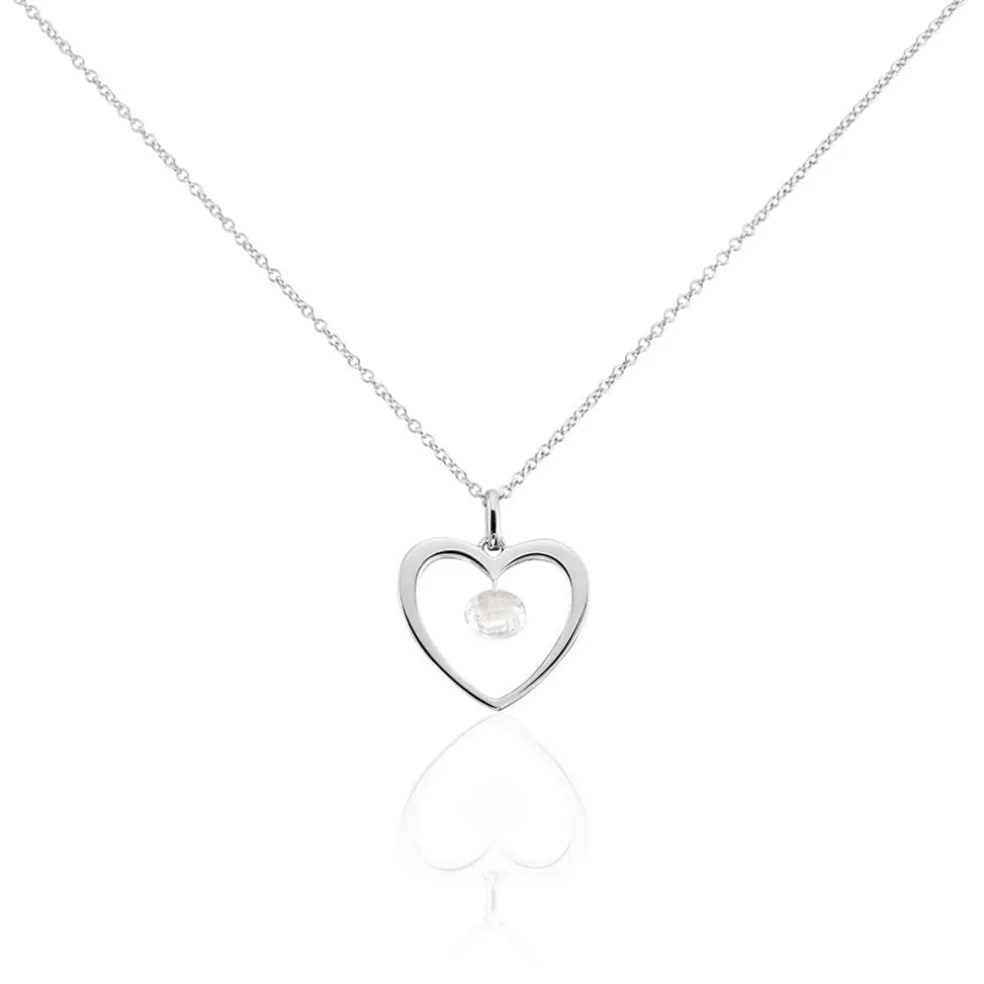 Collier Argent Blanc Armo Oxydes De Zirconium