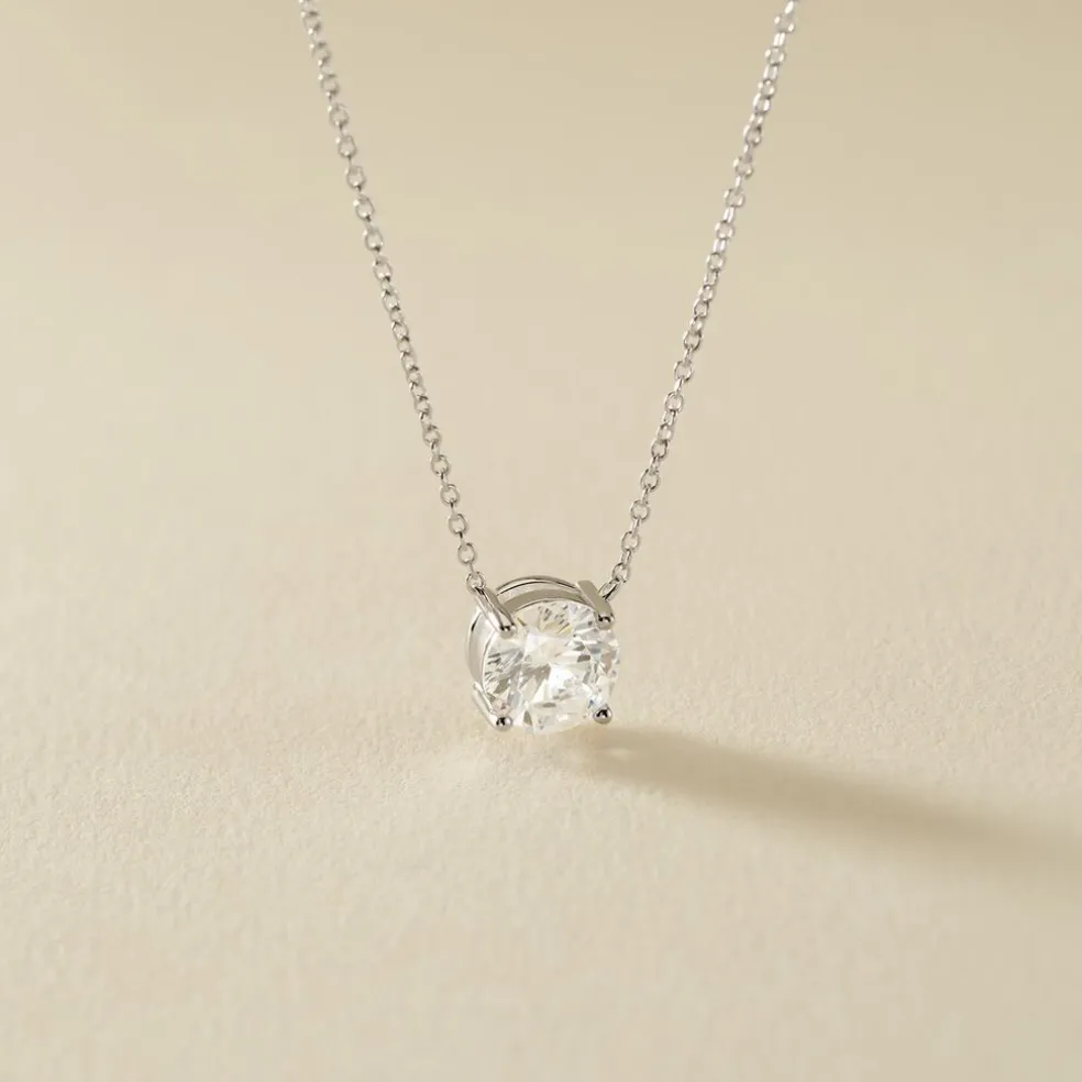 Collier Argent Blanc Aroha Oxyde De Zirconium