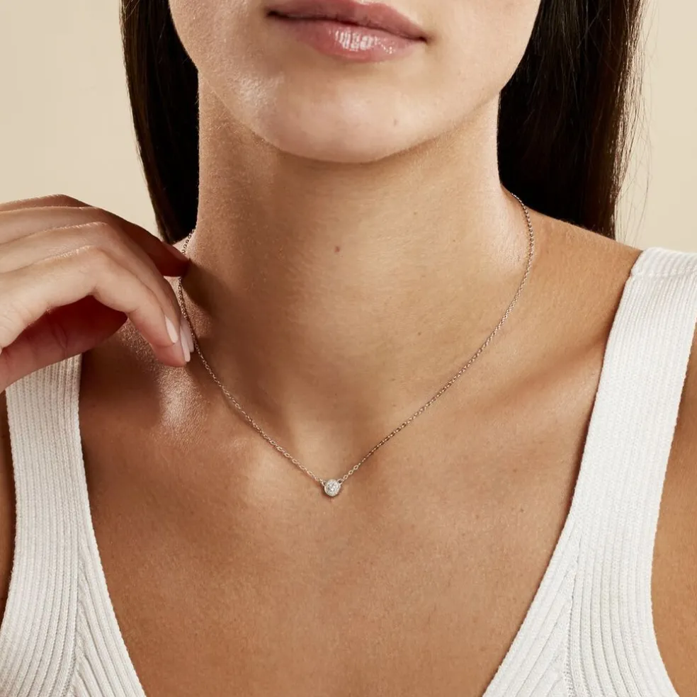 Collier Argent Blanc Auxana Oxyde De Zirconium