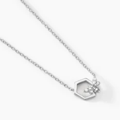 Collier Argent Blanc Bee Good Oxyde De Zirconium