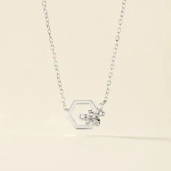 Collier Argent Blanc Bee Good Oxyde De Zirconium